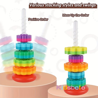Rotated Rainbow Spinning Stacking Toy