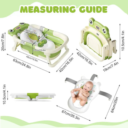 Foldable Baby Bath Tub with Cushion & Thermometer