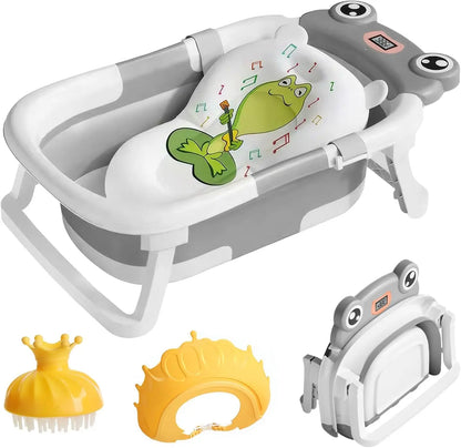 Foldable Baby Bath Tub with Cushion & Thermometer