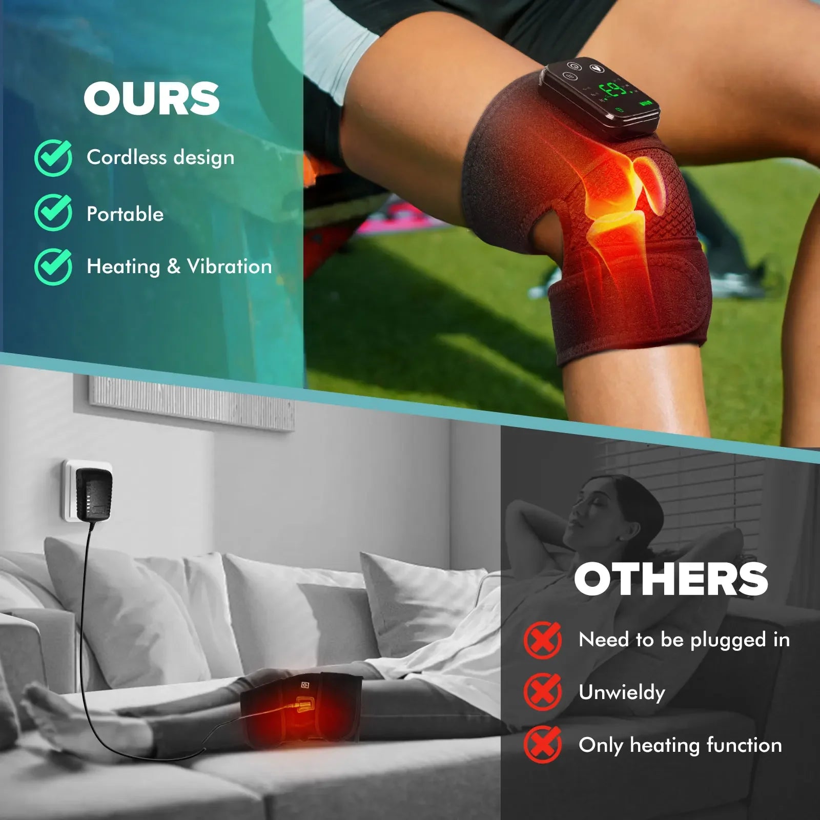 RELIEVE JOINT PAIN INSTANTLY WITH 3-IN-1 HEATED MASSAGER