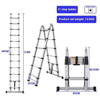 3.8M / 5M Aluminium Telescopic Ladder