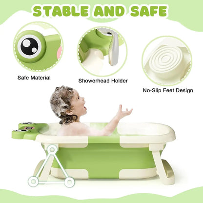 Foldable Baby Bath Tub with Cushion & Thermometer
