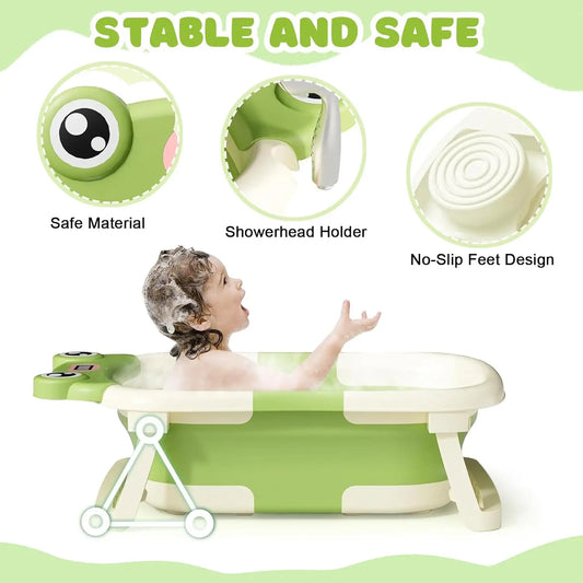 Foldable Baby Bath Tub with Cushion & Thermometer