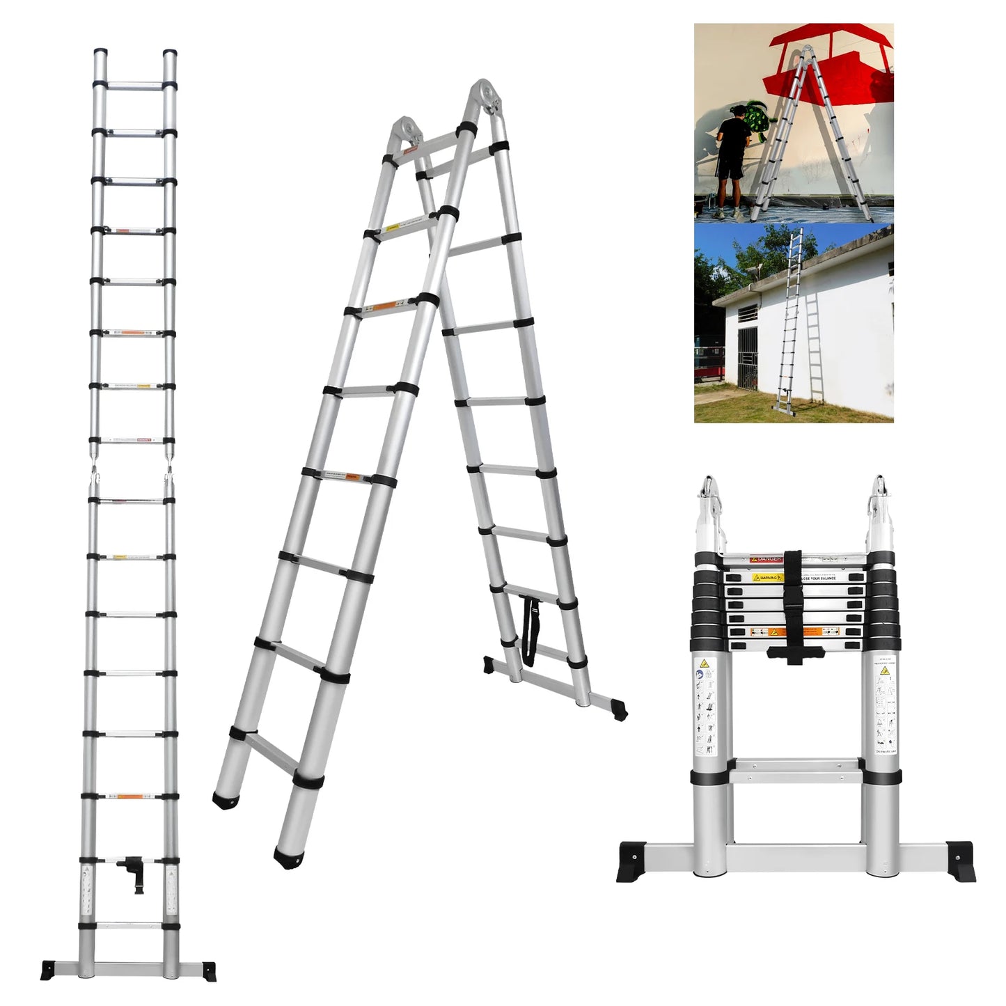 3.8M / 5M Aluminium Telescopic Ladder